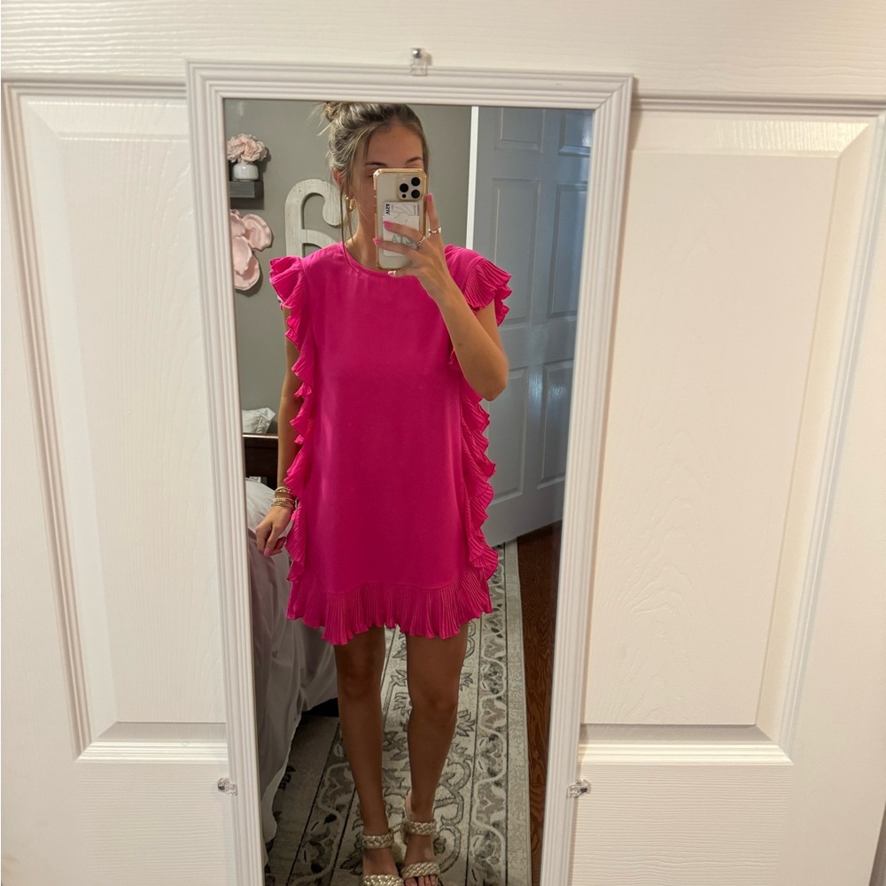 Vibrant Pink Ruffle Dress